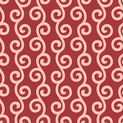 Japanese Curl Line Vine Vector Seamless Pattern