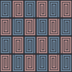 Japanese Rectangle Maze Vector Seamless Pattern
