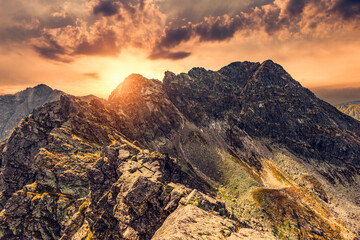 Mountains landcape at sunset. Tatra mountains