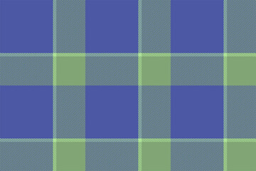 Plaid background, check seamless pattern in blue. Vector fabric texture for textile print, wrapping paper, gift card or wallpaper.