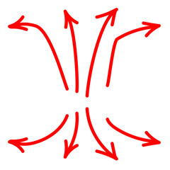 Hand draw red arrows. Movement