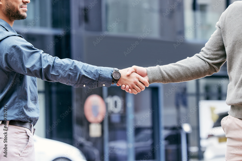 Aufkleber dont judge each day by the harvest you reap. shot of two unrecognizable businesspeople shaking hands