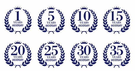 青色の月桂冠・アニバーサリーエンブレムのセット