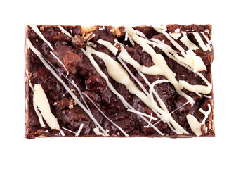 chocolate cake with ice isolated on a  white background