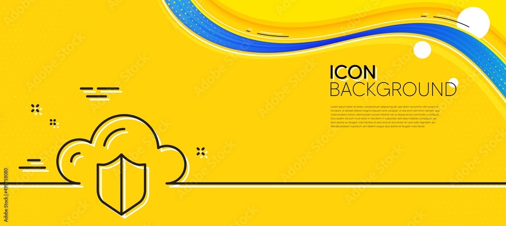 Poster cloud computing protection line icon. abstract yellow background. internet data storage sign. file h
