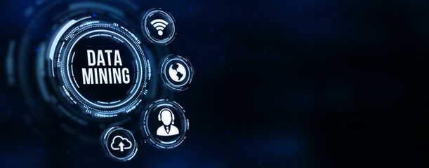 Internet, business, Technology and network concept. Data mining concept. 3d illustration.