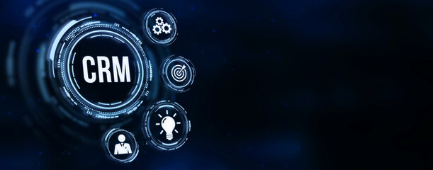 Internet, business, Technology and network concept.CRM Customer Relationship Management. 3d illustration.