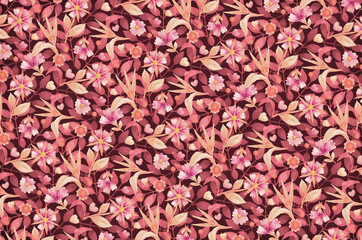 Background with floral ornament. Raster illustration for design. Watercolor flowers.