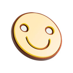 Happy smiley face 3d illustration. Cartoon character isolated on white background.