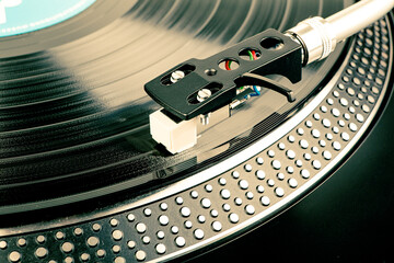 Turntable for playing vinyl records. Analog devices