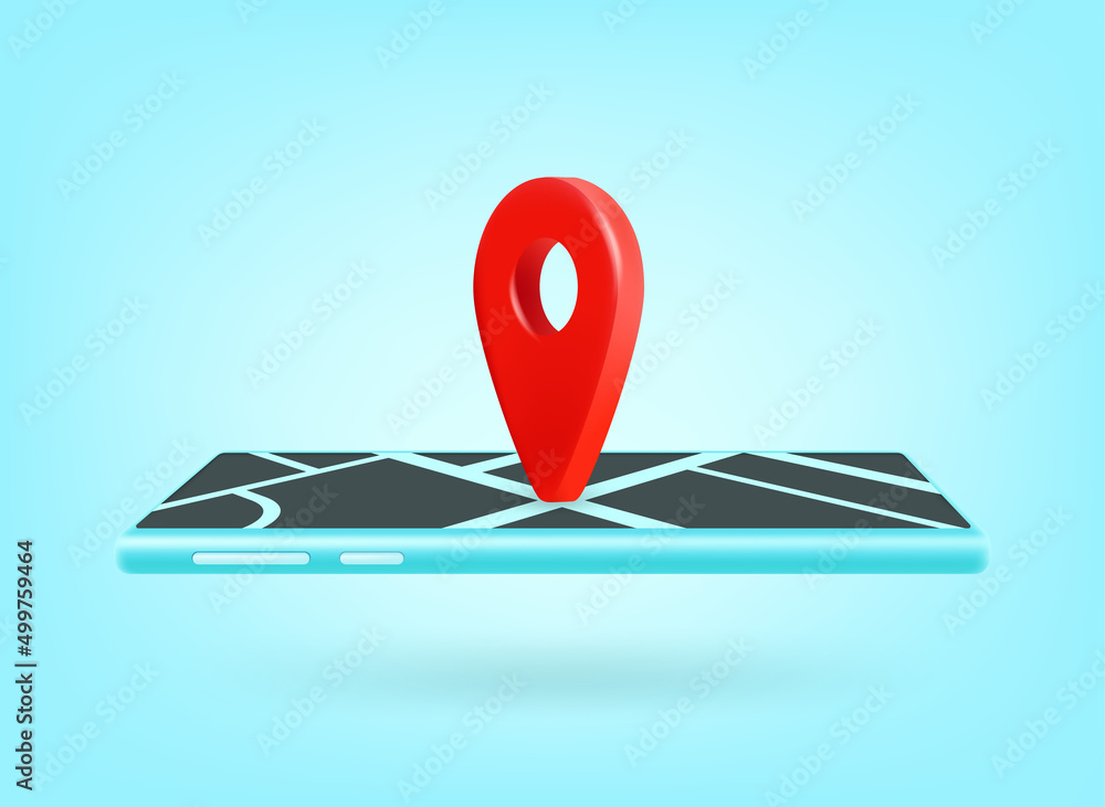 Aufkleber Modern smartphone with mobile navigation application. 3d vector illustration