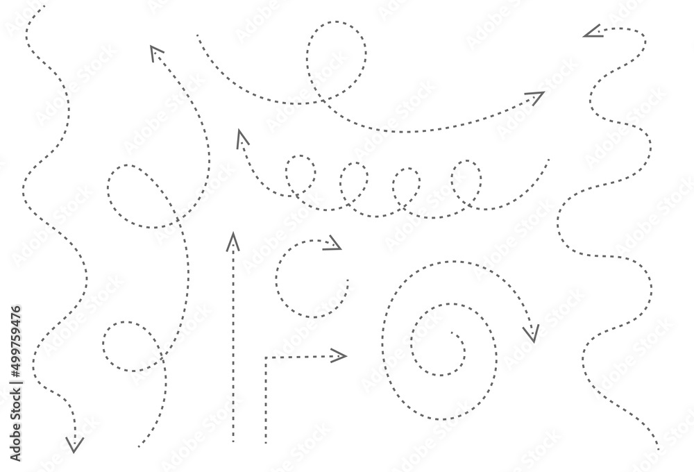 Poster hand drawn arrow directions with dashed lines,