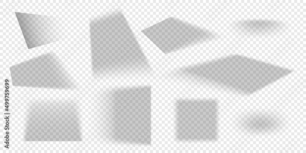Poster Realistic Shadows collection on transparent background. Shadow overlay vector template