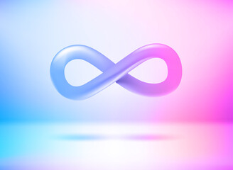 Fototapeta premium Infinity sign with holographic effect. 3d vector illustration
