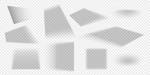 Realistic Shadows collection on transparent background. Shadow overlay vector template