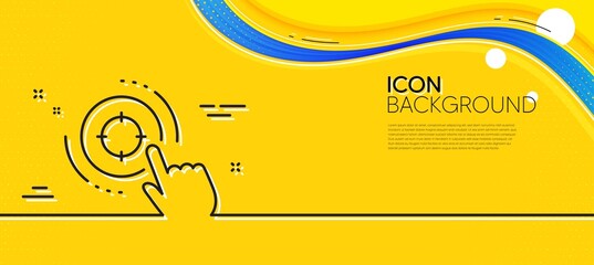 Seo target line icon. Abstract yellow background. Search engine optimization sign. Click aim symbol. Minimal seo target line icon. Wave banner concept. Vector