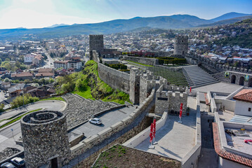 View of Rabati Fortress-a medieval castle complex in Akhaltsikhe, April 30, 2019, Georgia.