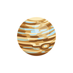 Stylized planet Jupiter isolated cartoon vector image. Astronomic logo image. Media glyph icon