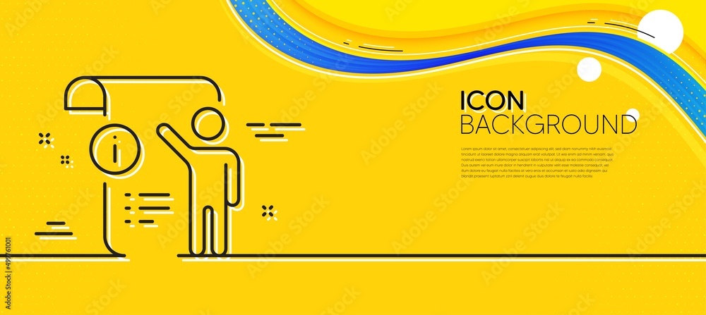 Poster manual doc line icon. abstract yellow background. technical instruction sign. minimal manual doc lin