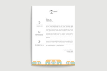 Real estate business letterhead design. Creative Clean business style print ready letterhead design for your corporate building and real estate project. The Letterhead Element Of Stationery Design
