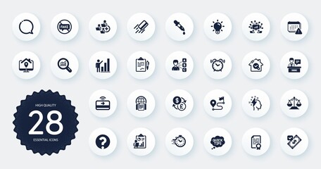Set of Education icons, such as Accepted payment, Work home and Report flat icons. Quick tips, Certificate diploma, Notification web elements. Opinion, Internet documents. Circle buttons. Vector
