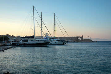 Cove near the old town of Rhodes. Historic center of the island of Rhodes, Greece, Europe