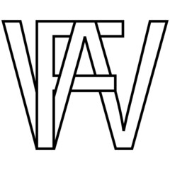 Logo sign, fw wf icon nft fw interlaced letters f w