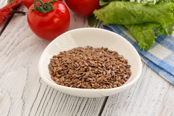 Dry Raw flax seed in the bowl