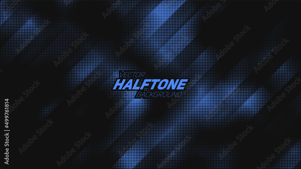 Poster abstract vector torn blue halftone background. scrathed dotted texture element.