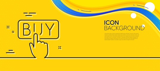 Fototapeta na wymiar Click to Buy line icon. Abstract yellow background. Online Shopping sign. E-commerce processing symbol. Minimal buying line icon. Wave banner concept. Vector