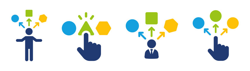 Decision, choice or choose icon set isolated on white background.