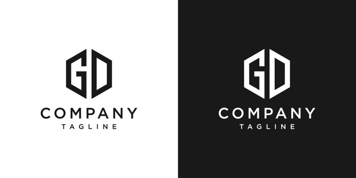 Creative Letter GD Monogram Hexagon Logo Design Icon Template White and Black Background