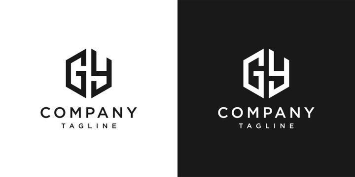 Creative Letter GY Monogram Hexagon Logo Design Icon Template White and Black Background