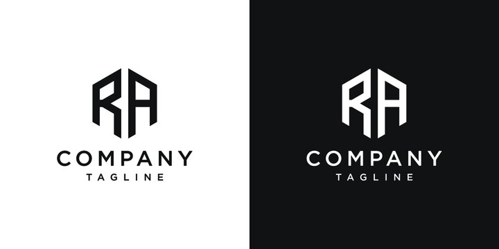 Creative Letter RA Monogram Hexagon Logo Design Icon Template White and Black Background