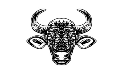 Gaur on white background, vector, illustration logo, sign, emblem.