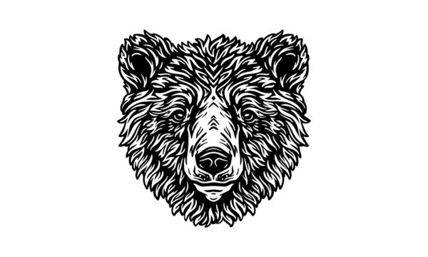 Himalayan black bear on white background, vector, illustration logo, sign, emblem.