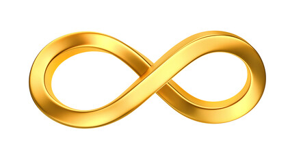Golden infinity symbol isolated on white