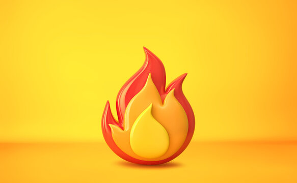 Cartoon fire flame on yellow background