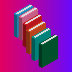 Books isometric icons. Books isometric 3d icon