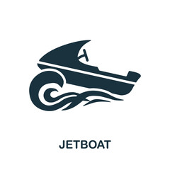 Jetboat icon. Monochrome simple Jetboat icon for templates, web design and infographics