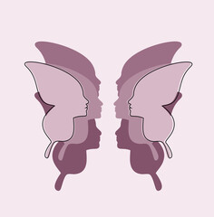 symbol, butterfly, face, profile, girl's face, logo, aesthetics, plastic surgery, dermatologist, girl, care, medicine, salon, fly, lightness, tenderness, beauty, love, relationships, butterflies