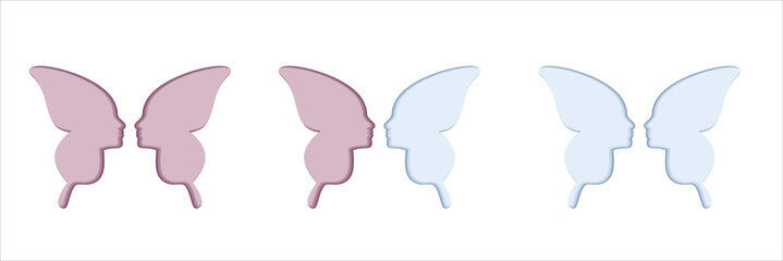 symbol, butterfly, face, profile, girl's face, logo, aesthetics, plastic surgery, dermatologist, girl, care, medicine, salon, fly, lightness, tenderness, beauty, love, relationships, butterflies