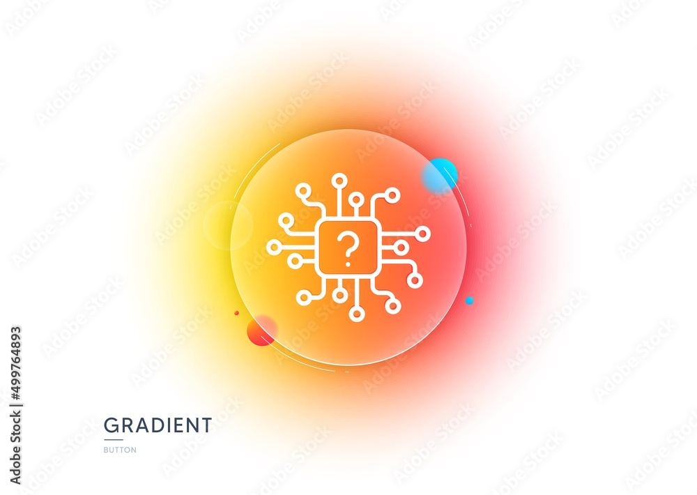 Poster artificial intelligence line icon. gradient blur button with glassmorphism. support network sign. qu