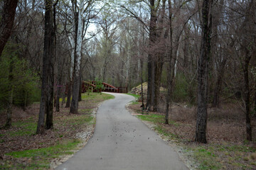 Fototapeta na wymiar Walking, Running and Biking path thought the park.