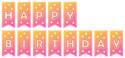 Happy birthday flags for the decoration. Isolated. Ready to print and cut out. Vector design.