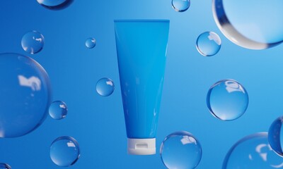 skin care serum cream lotion cosmetic bottle, 3d rendering illustration mockup, medical spa  treatment product packaging