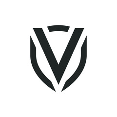 V stylish shield Creative Minimalist Logo Design