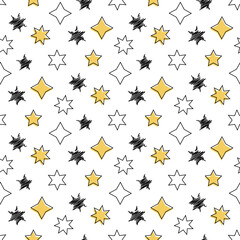Geometric Seamless Pattern Of Stars On A White Background. Vector illustration