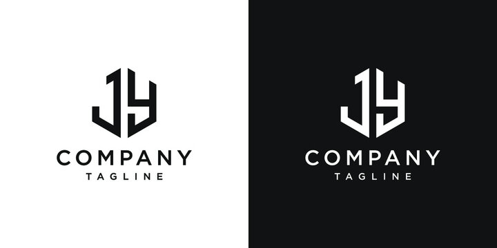 Creative Letter JY Monogram Hexagon Logo Design Icon Template White and Black Background