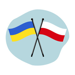 State flags of Ukraine and Poland. Vector illustration isolated.